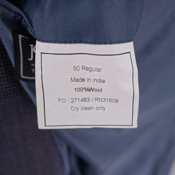 Jos A Bank Regal Fit Wool Gray Black Houndstooth W/ Purple Blue Windowpane 50L‎ - Picture 10 of 13